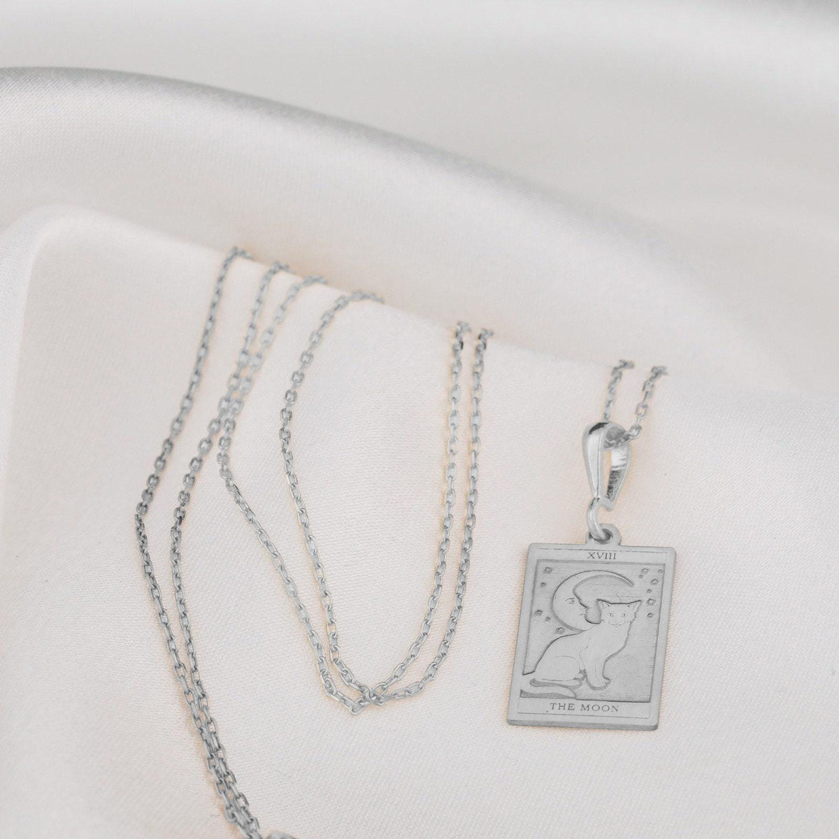 Moon Tarot Card Necklace: 14K Gold with tarot card rider waite occult arcana talisman - View 214