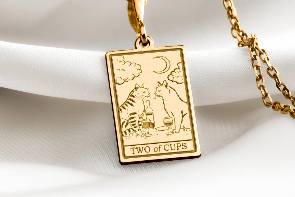 Two of Cups Necklace: 14K Gold with cups exchanged exchanged vows talisman amulet - View 48