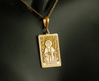 Magician Tarot Rider Waite Necklace Necklaces 14K 14K Gold Plated engraved portrait pendant necklace with classical figure design