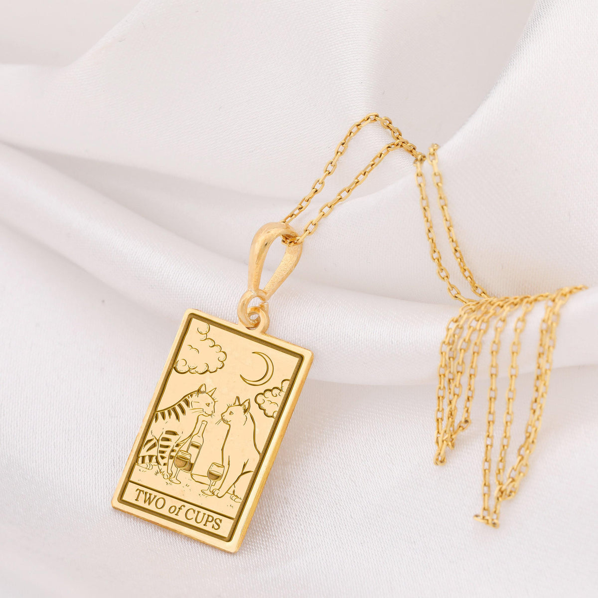 Two of Cups Necklace: 14K Gold with cups exchanged exchanged vows talisman amulet - View 158