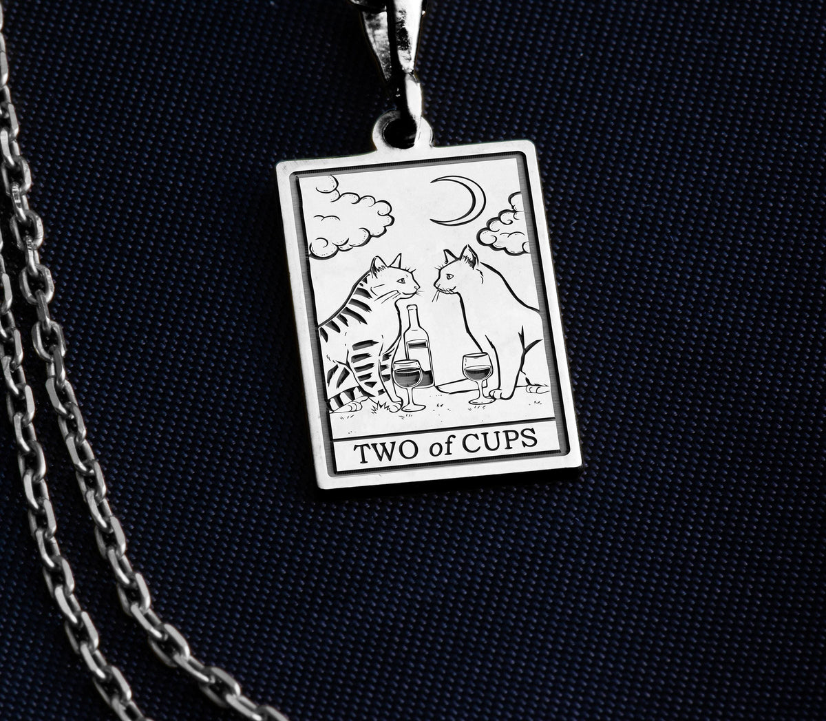 Two of Cups Necklace: 14K Gold with cups exchanged exchanged vows talisman amulet - View 214