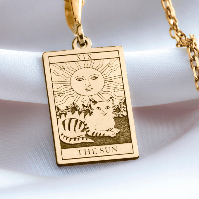 The Sun Tarot Necklace: 14K Gold with sun card rider waite occult arcana talisman - View 48