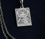 Empress Card Major Arcana Pendant Necklaces 925 925 Sterling Silver rectangular pendant featuring two cats design and 'The Empress' text necklace