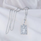Death Tarot Major Arcana Pendant Necklaces 925 925 Sterling Silver rectangular pendant with a winged celestial design necklace