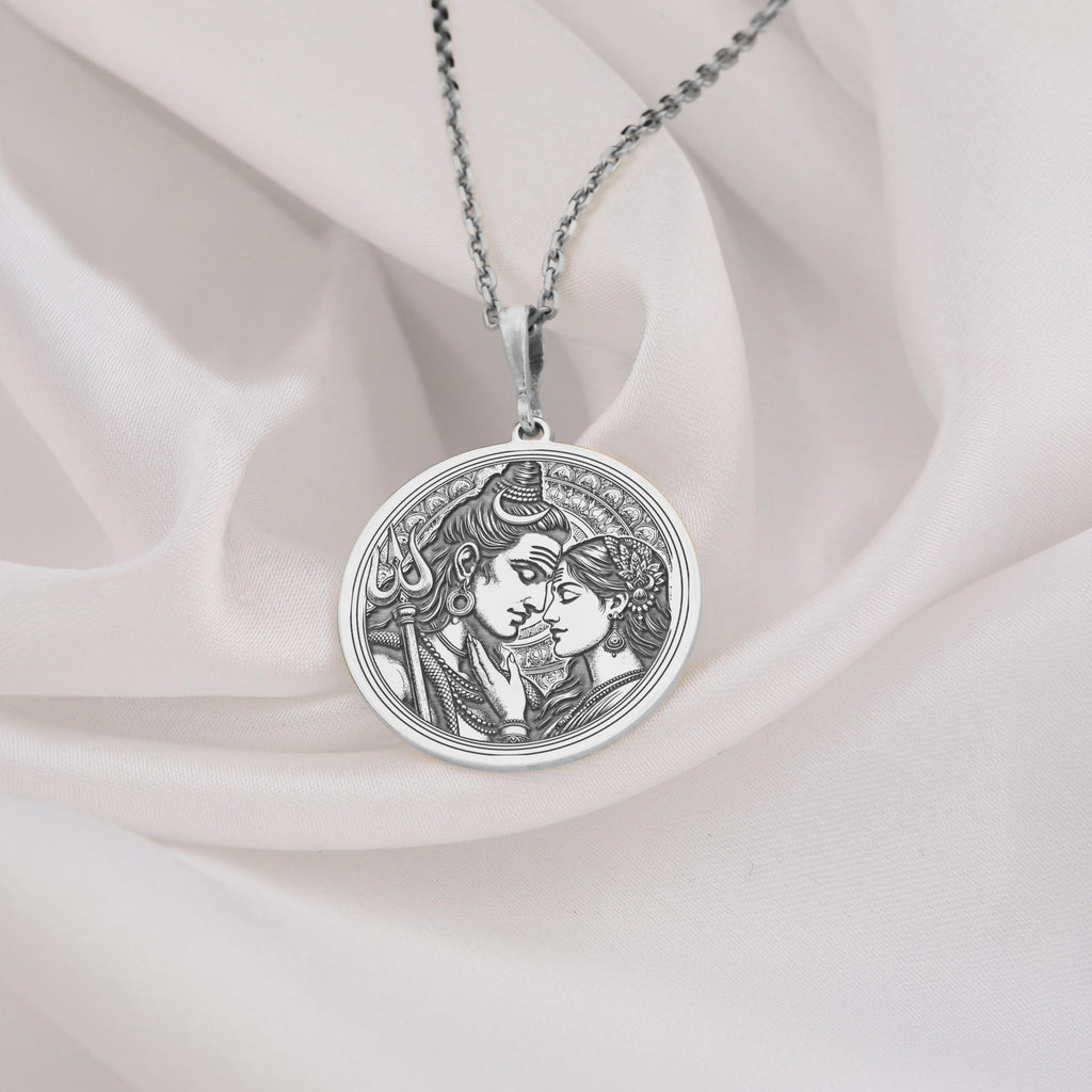 Shiva Parvati Necklace: 14K Gold with mahadev trishul amulet talisman spiritual amulet - View 102