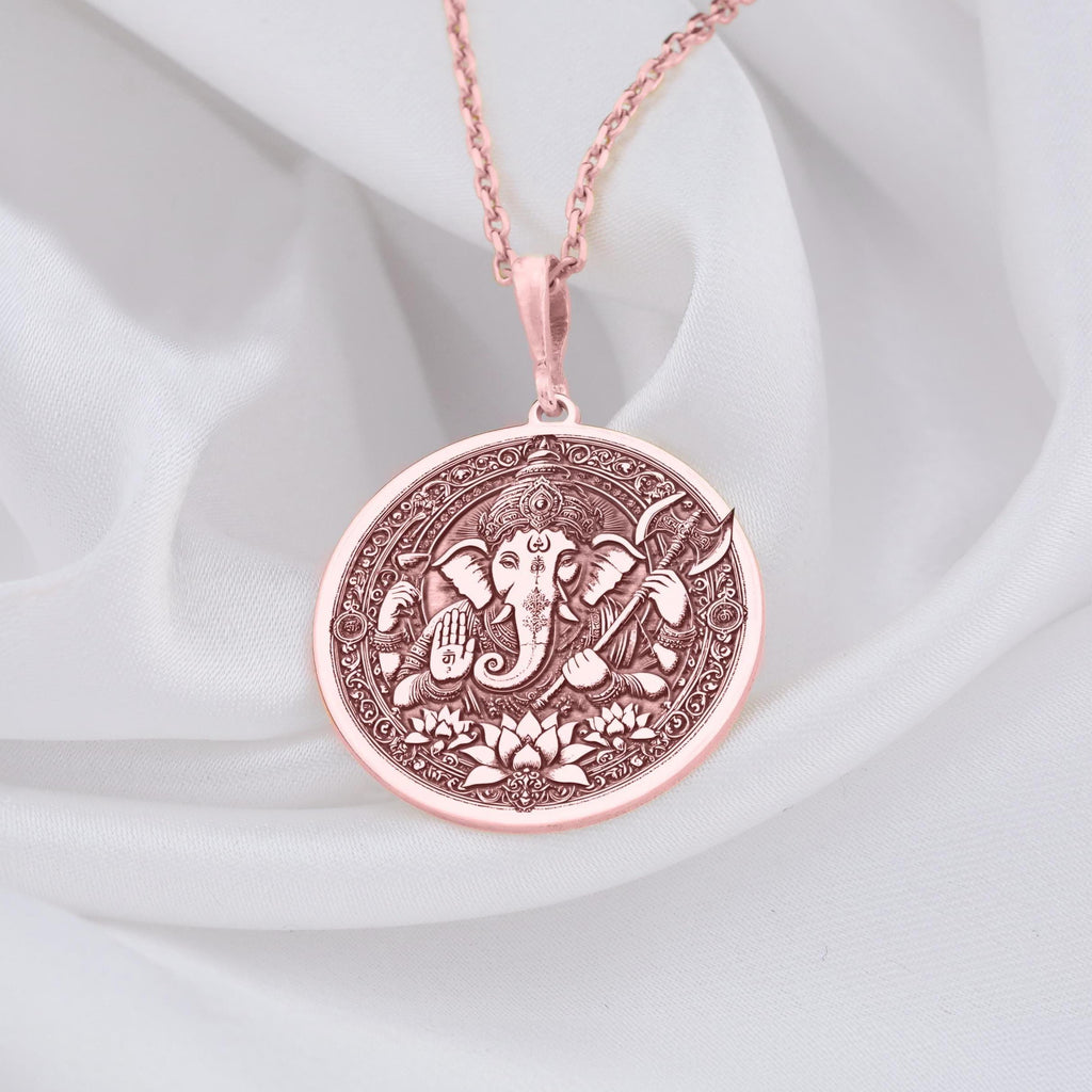 Ganesha Necklace: 14K Gold with elephant god ganapati amulet talisman spiritual amulet - View 214