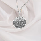 Maa Ganga Necklace: 14K Gold with silver ganga pendant goddess necklace talisman - View 102