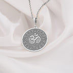 Om Mandala Necklace: 14K Gold with om mandala pendant sacred geometry art amulet - View 102