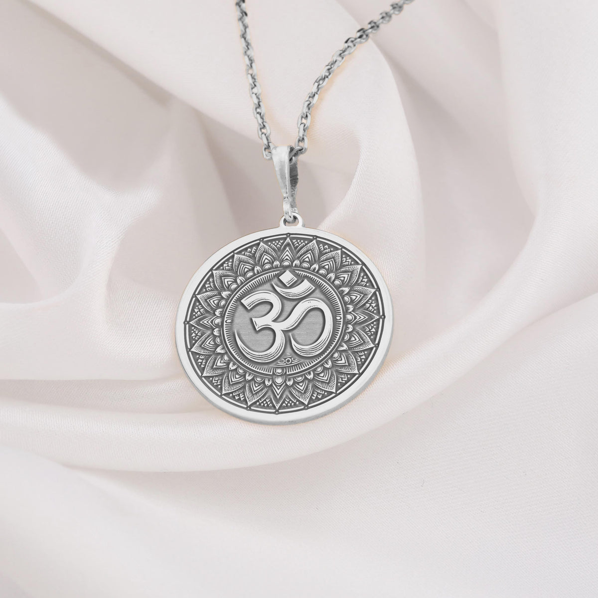 Om Mandala Necklace: 14K Gold with om mandala pendant sacred geometry art amulet - View 102