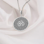 Om Mandala Necklace: 14K Gold with om mandala pendant sacred geometry art amulet - View 102