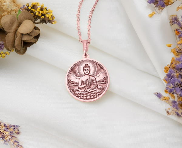 Buddha Necklace: 14K Gold with handmade buddha real gold buddha talisman amulet amulet - View 214