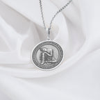 Meditating Buddha Necklace Necklaces 925 925 Sterling Silver engraved figure in robes pendant necklace with round design