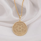 Metatron Cube Necklace: 14K Gold with sacred geometry metatrons cube amulet talisman - View 207