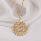 Metatron Cube Necklace: 14K Gold with sacred geometry metatrons cube amulet talisman - View 207