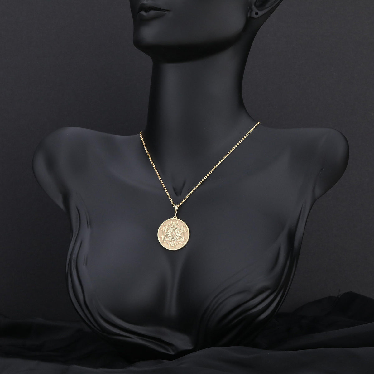 Metatron Cube Necklace: 14K Gold with sacred geometry metatrons cube amulet talisman - View 200