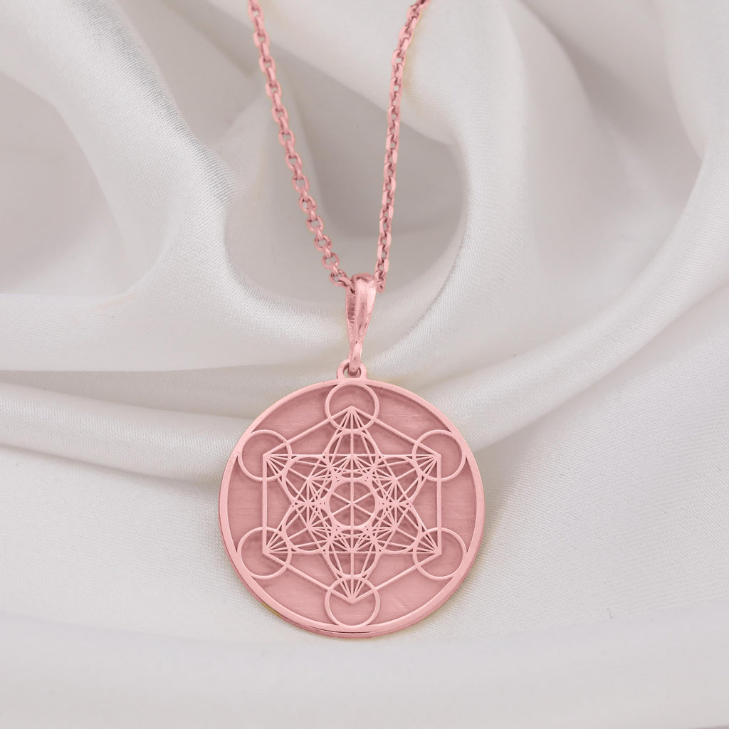 Metatron Cube Necklace: 14K Gold with sacred geometry metatrons cube amulet talisman - View 214