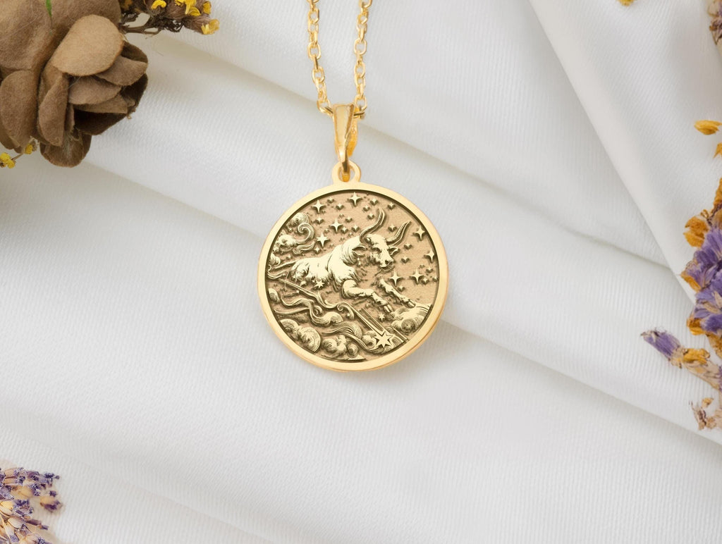 Taurus Zodiac Necklace: 14K Gold with handmade zodiac gift taurus necklace astrology - View 158