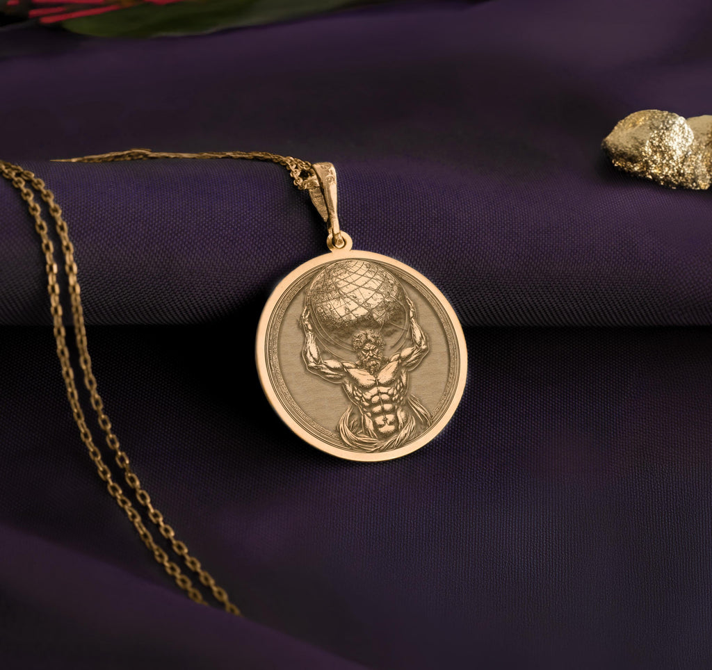 Atlas Titan Pendant: 14K Gold with atlas necklace gold atlas necklace amulet talisman - View 48
