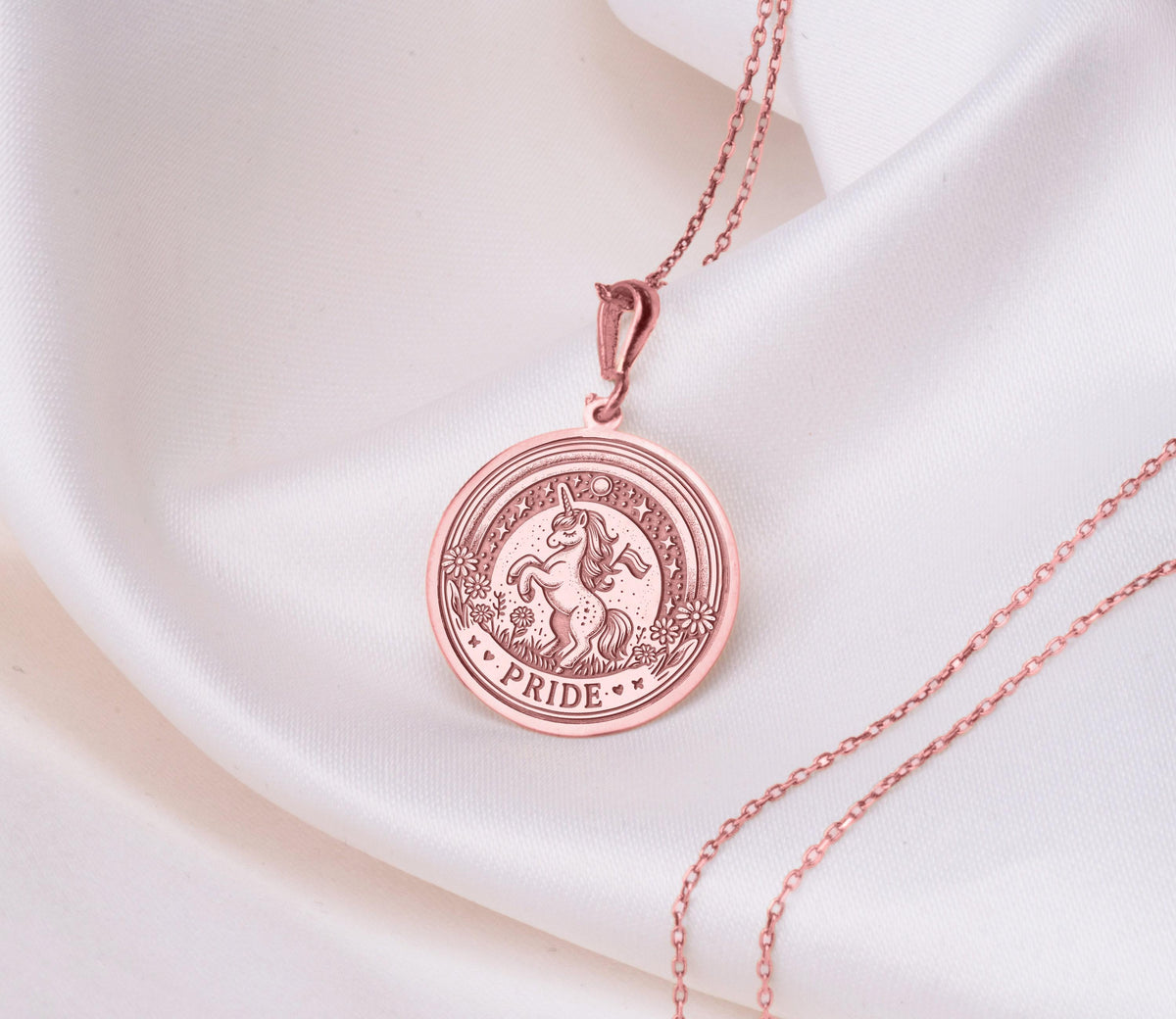 Pride Unicorn Necklace: 14K Gold with unicorn jewelry silver unicorn charm amulet - View 102