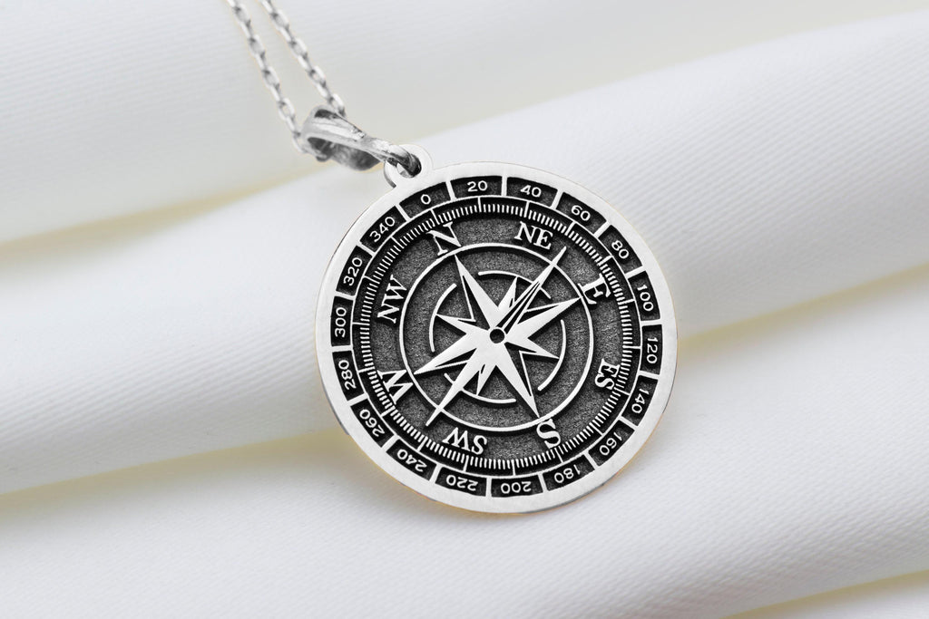 14K Gold Compass Necklace, Directional Pendant, Personalized Gift, Dainty Gold Scope Charm - View 214