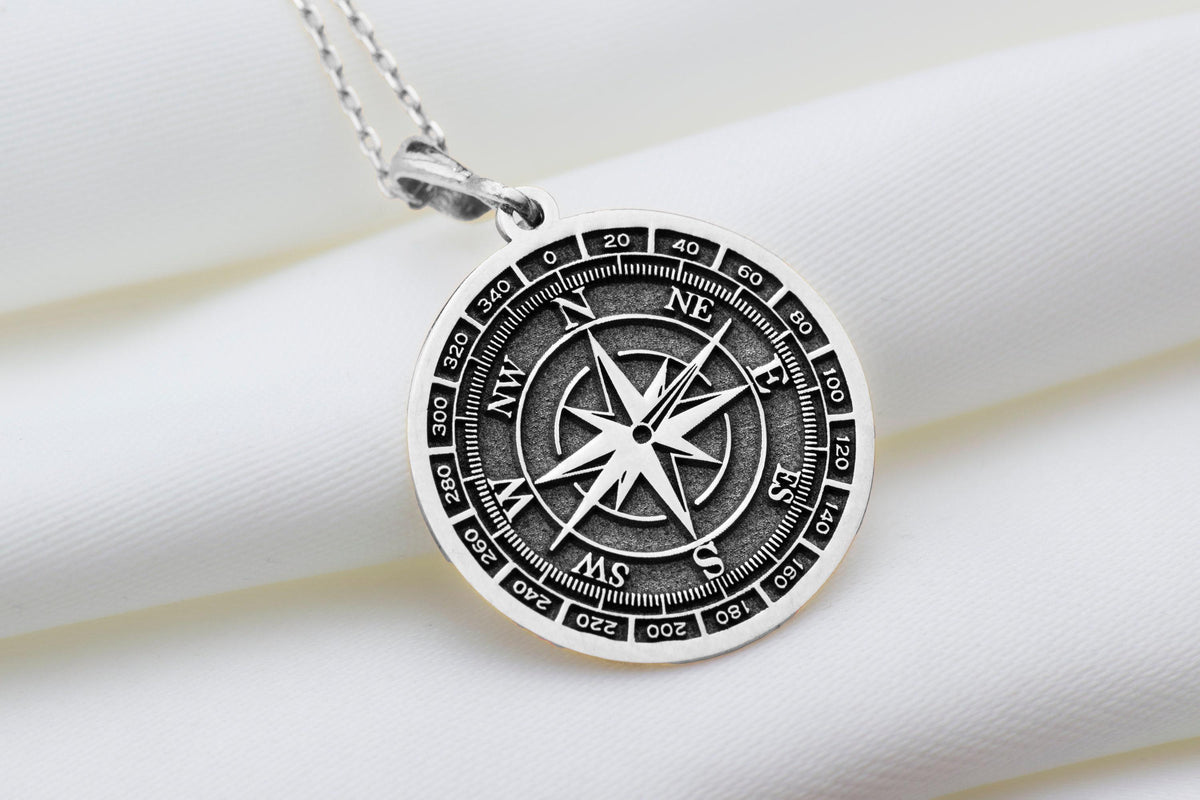 14K Gold Compass Necklace, Directional Pendant, Personalized Gift, Dainty Gold Scope Charm - View 214