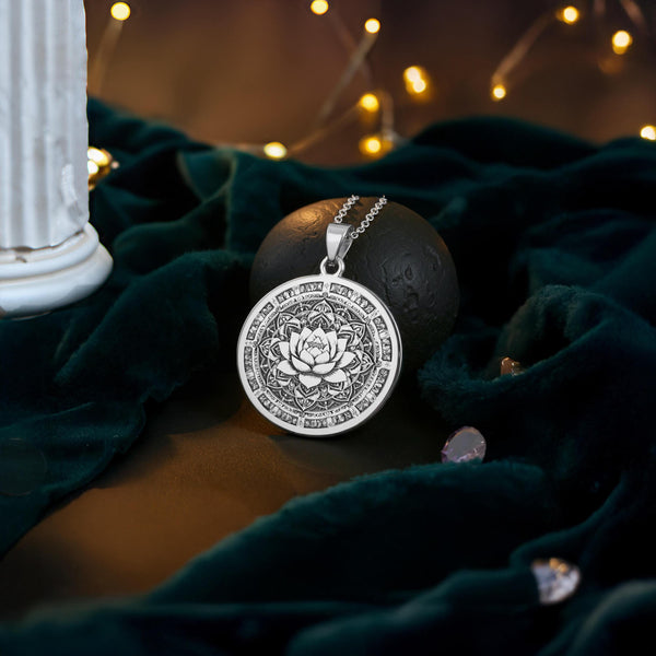 Lotus Mandala Necklace: 14K Gold Sacred Geometry Pendant - View 4