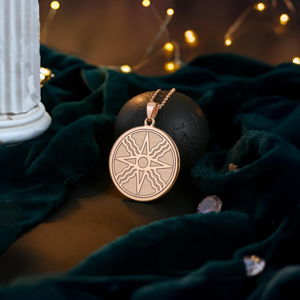 Star of Shamash Necklace: 14K Gold Mesopotamian Sun God Pendant - View 6