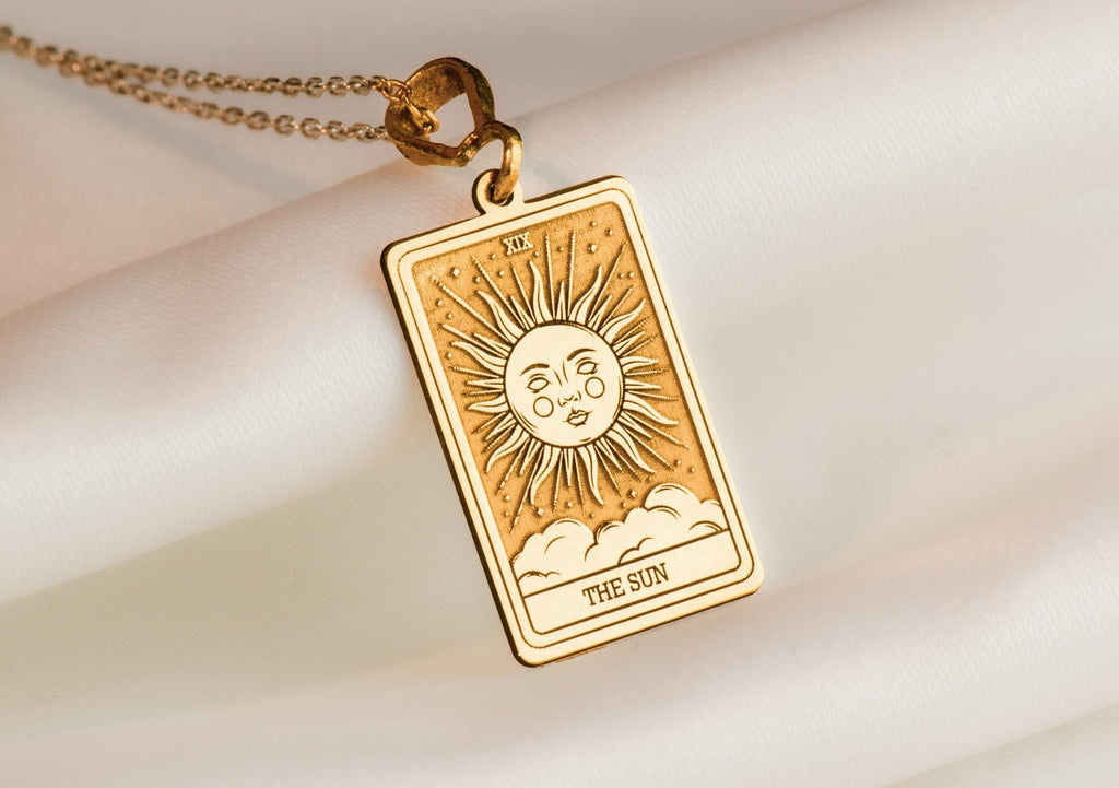 The Sun Tarot Pendant: 14K Gold with sun card rider waite major arcana occult talisman - View 153