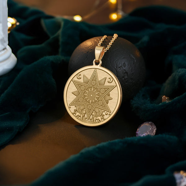 Star of Ishtar Necklace: 14K Gold Mesopotamian Star, Goddess Pendant - View 214