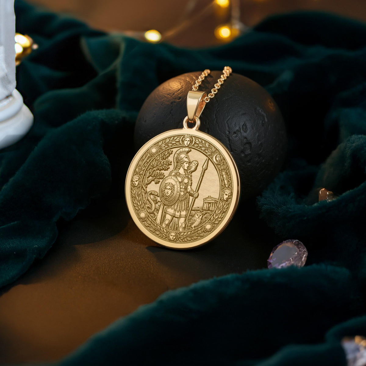 Athena Necklace: 14K Gold Goddess of Wisdom Pendant - View 214