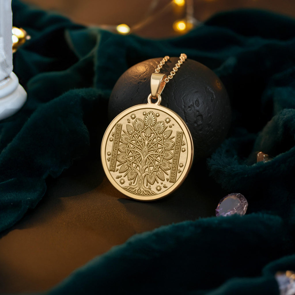 Assyrian Tree of Life Necklace: 14K Gold Sacred Tree Pendant - View 214