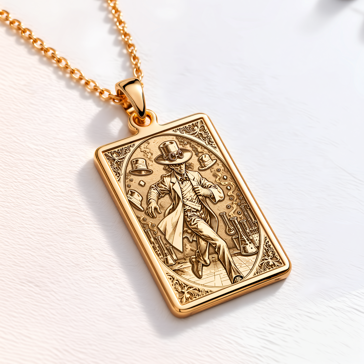 Invisible Man Sci-Fi Horror Necklace - 14K Solid Gold, Right Angle View