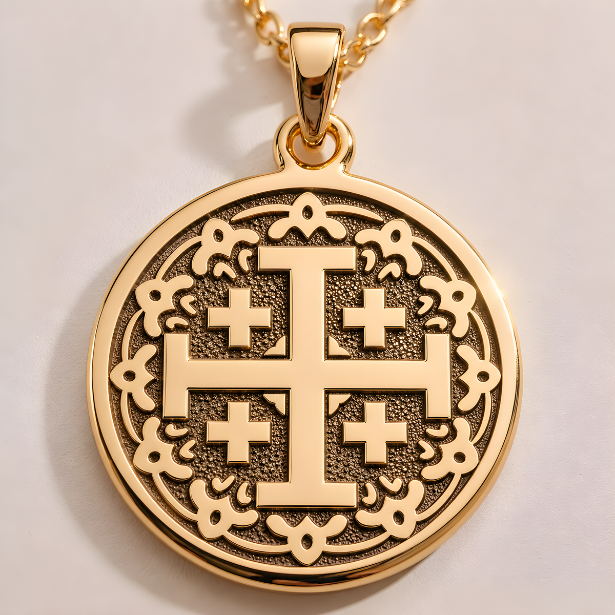 Jerusalem Cross Pendant - 14K Gold Plated