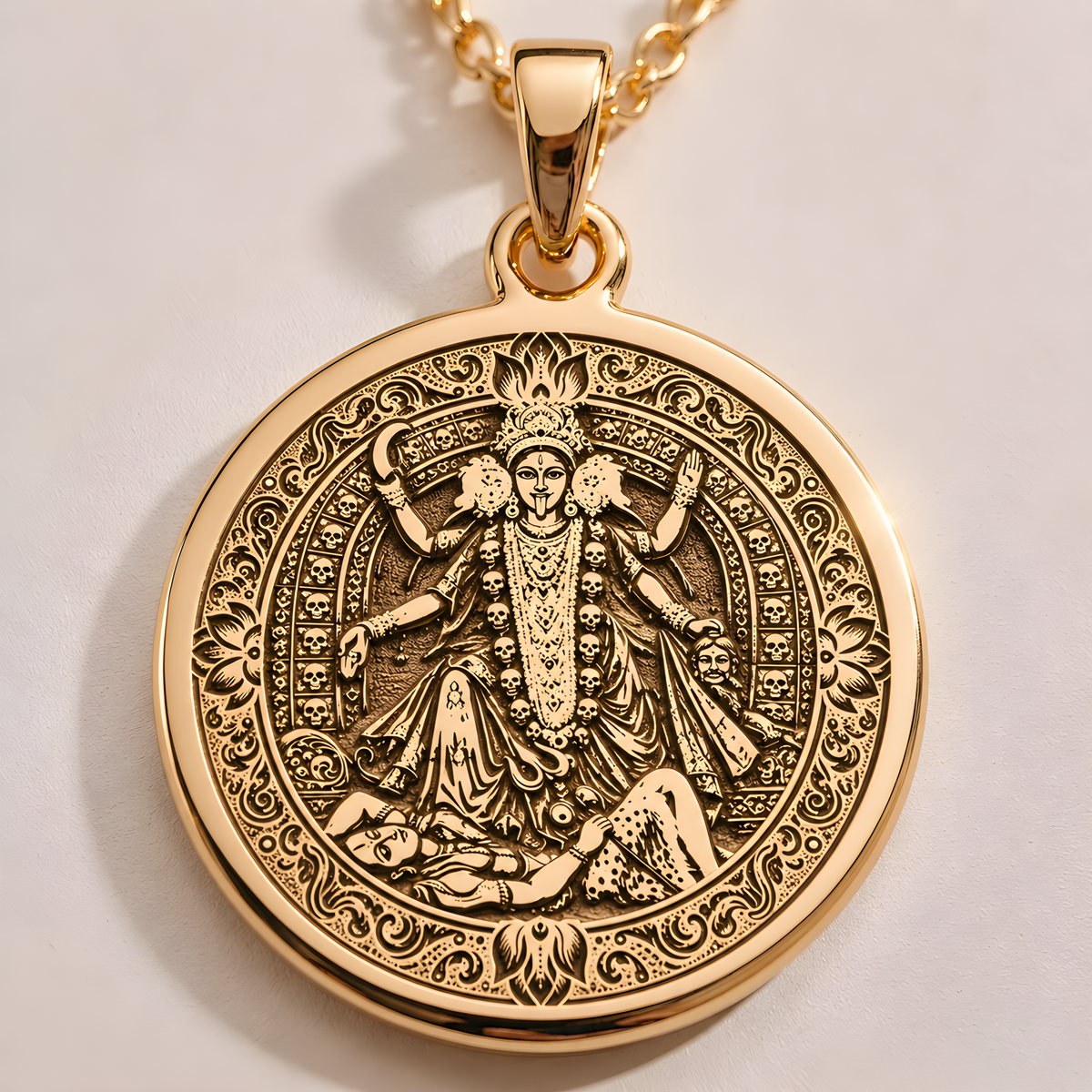 Kali Ma Memento Mori Pendant - 14K Gold Plated