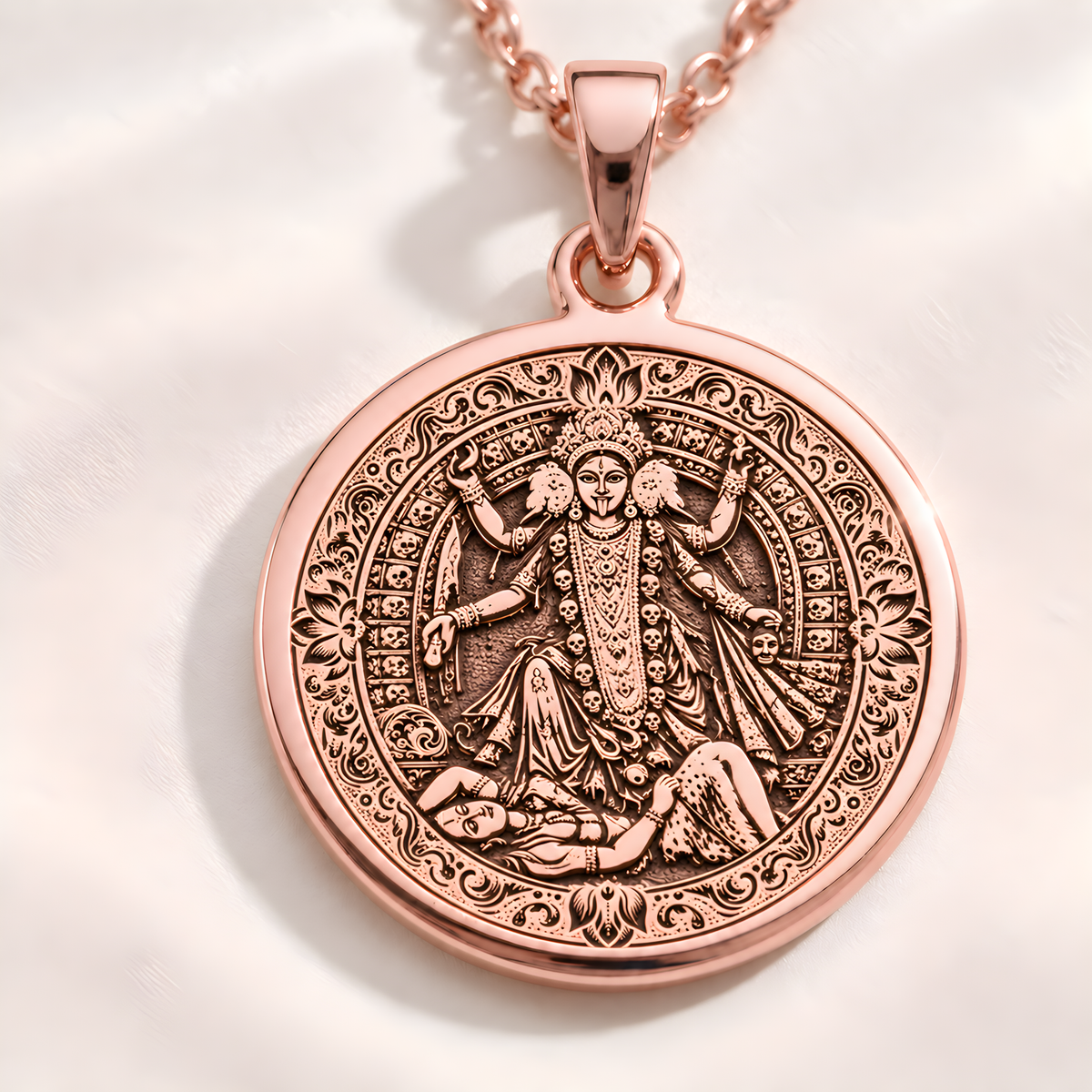 Kali Ma Memento Mori Pendant - 14K Rose Gold Plated