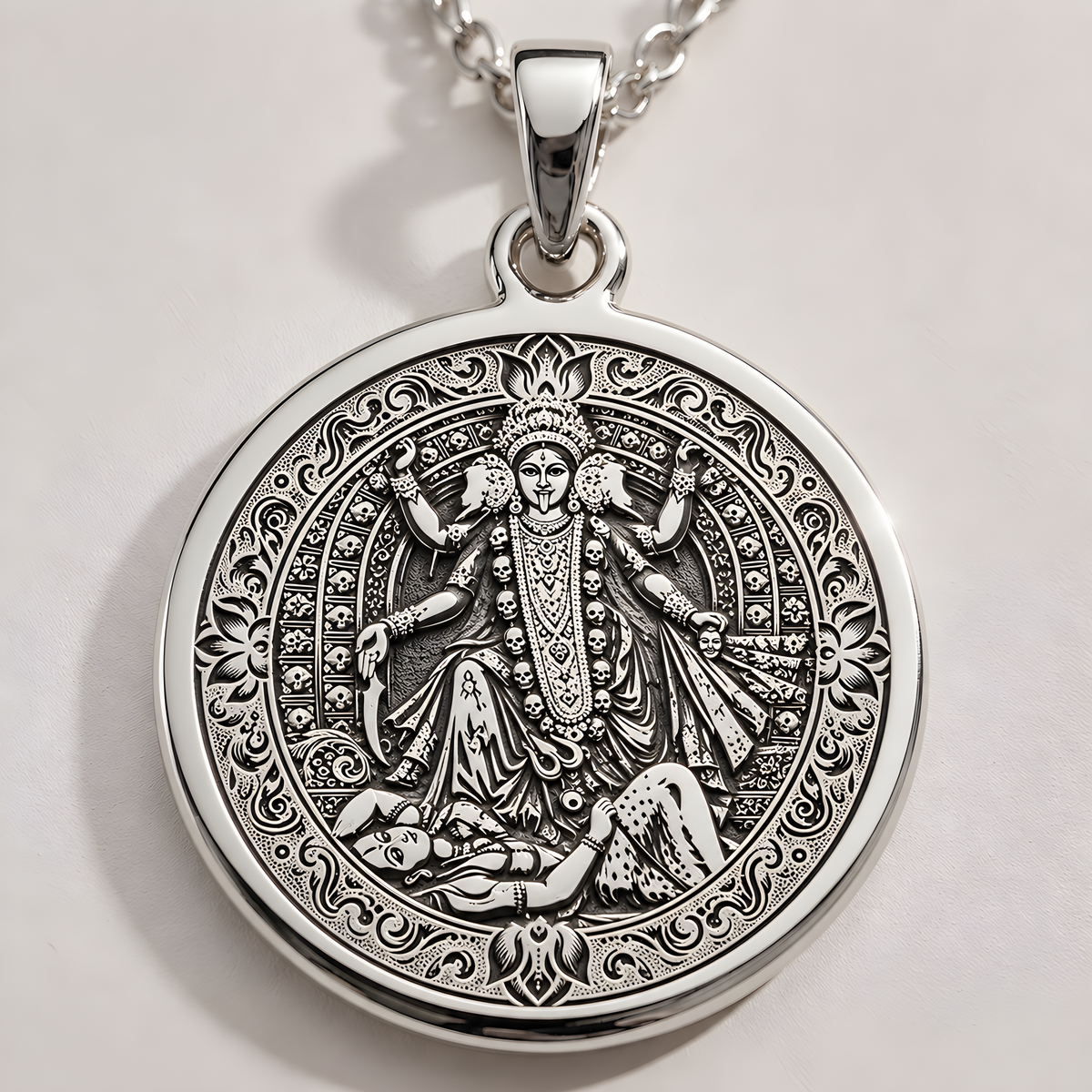 Kali Ma Memento Mori Pendant - 925 Sterling Silver