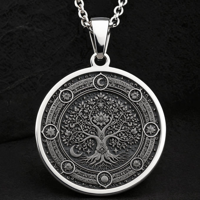 Kalpavriksha Tree of Life Pendant | Silver & Plated Options - Spiritual Heritage Family Legacy - Görsel 12, abundance charm