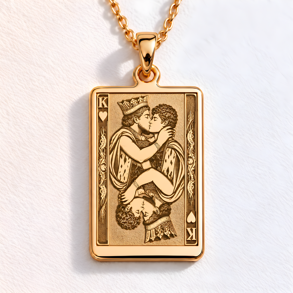 King of Hearts Necklace: 14K Gold with rainbow king gay pride gift occult arcana - View 48