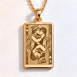 King of Hearts Necklace: 14K Gold with rainbow king gay pride gift occult arcana - View 48