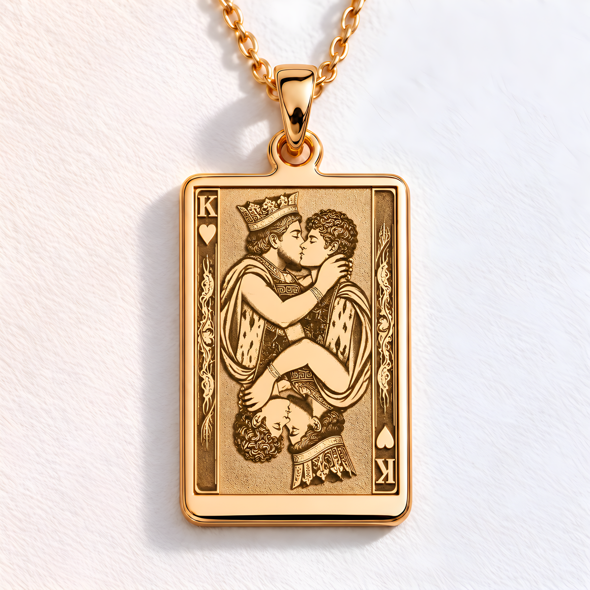 King of Hearts Necklace: 14K Gold with rainbow king gay pride gift occult arcana - View 48
