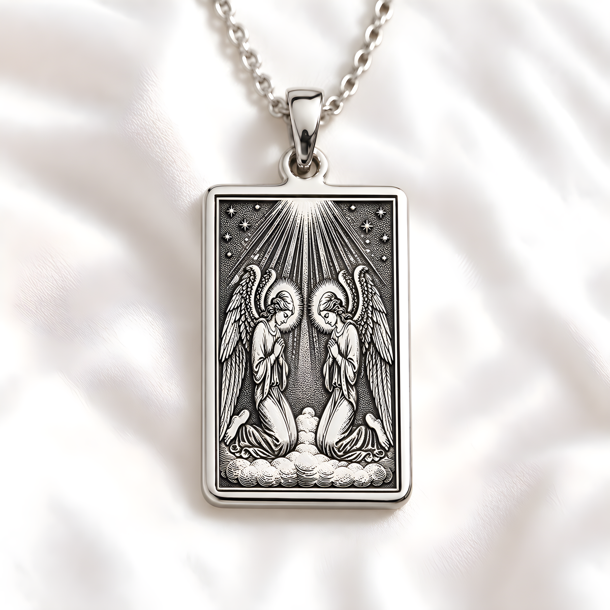 Kneeling Angels Cherubim Pendant - 925 Sterling Silver
