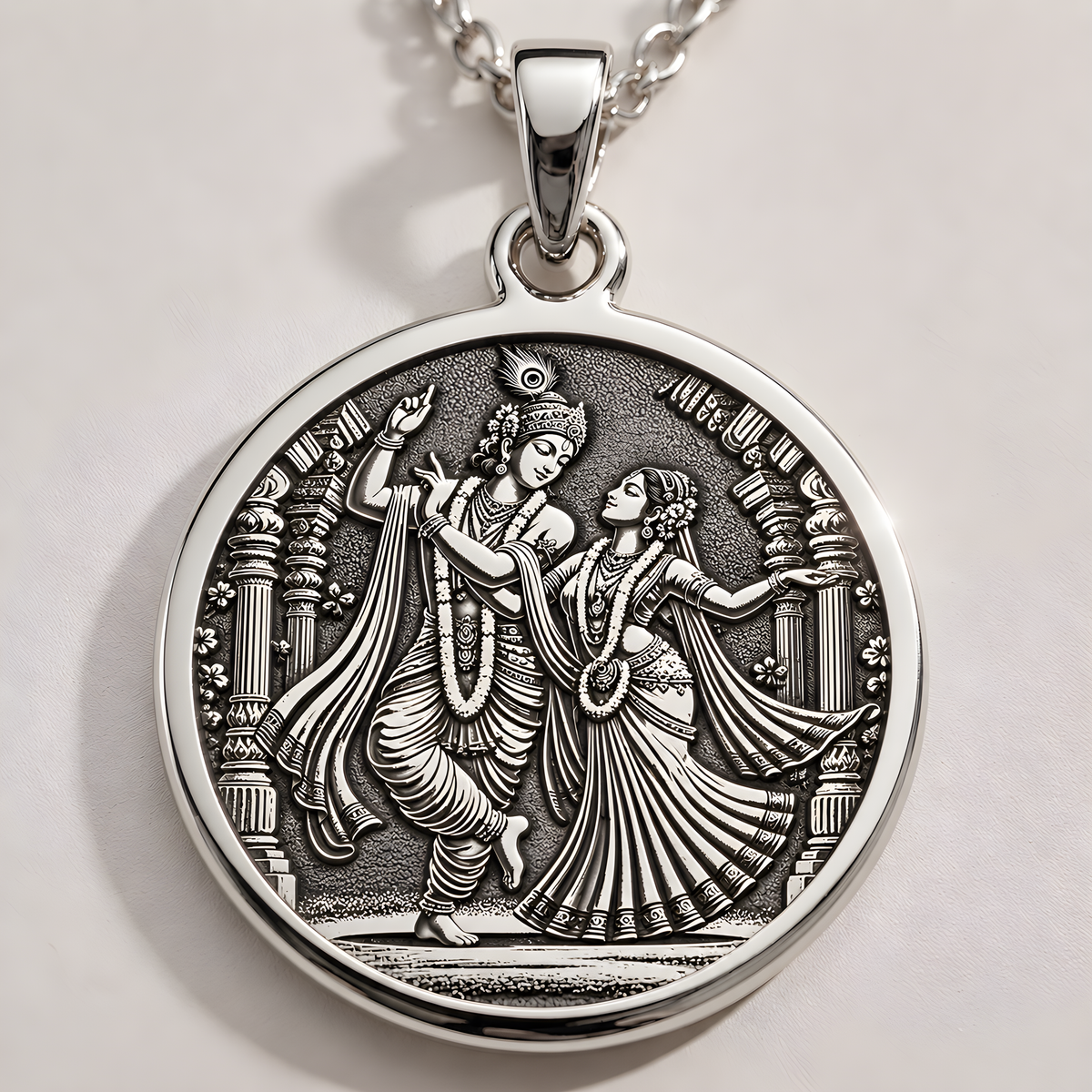 Krishna Radha Couple Swing Pendant - 925 Sterling Silver