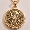 Krishna Radha Necklace: 14K Gold with real gold krishna solid gold krishna talisman - View 153