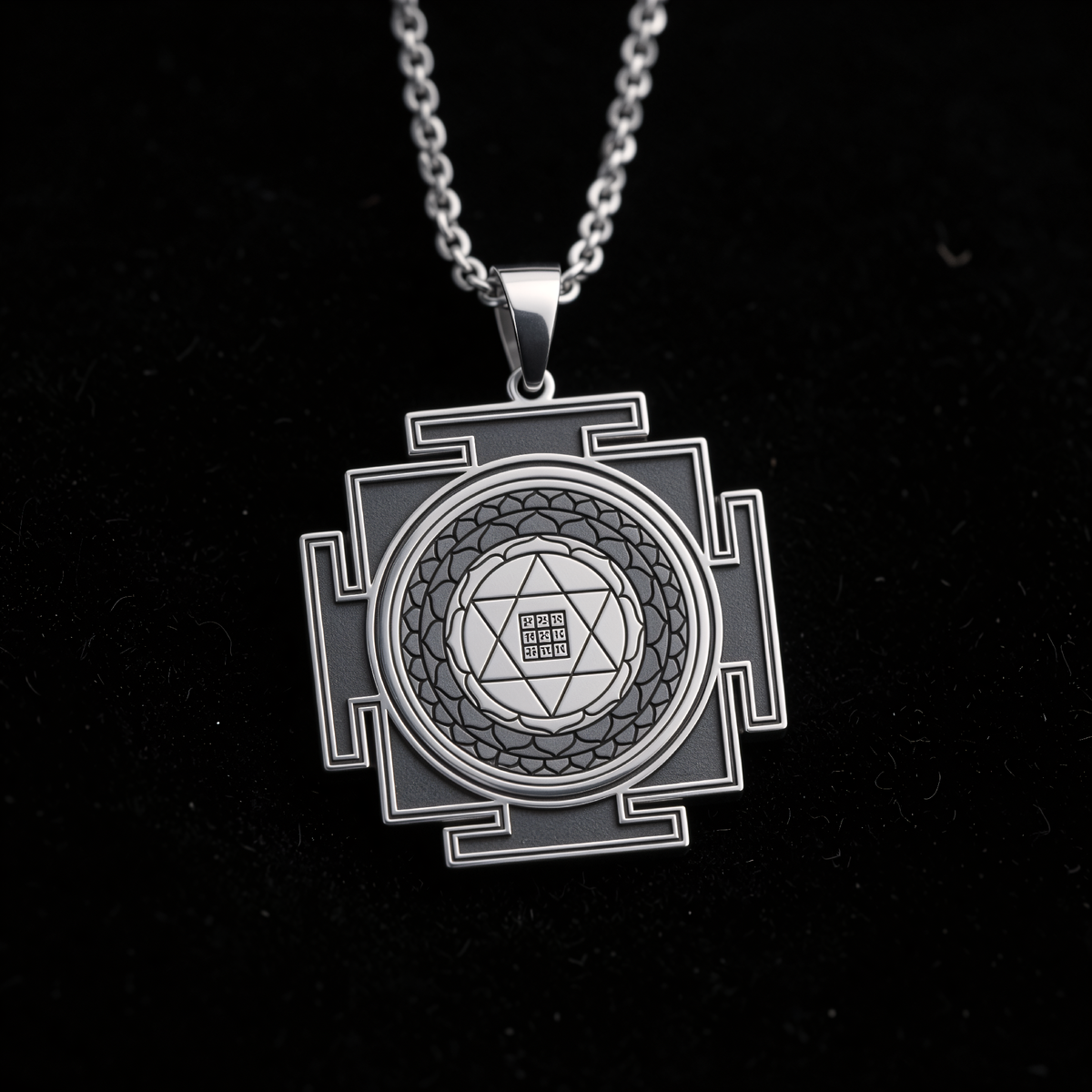 Kuber Yantra Sacred Geometry Pendant - 925 Sterling Silver