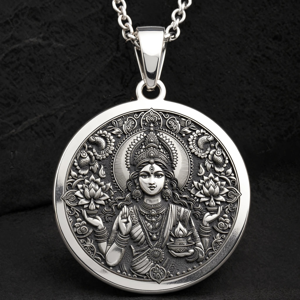 Lakshmi Goddess Divine Feminine Necklace | Silver & Plated Options - Hindu Mythology Protection Talisman - Görsel 13, abundance charm
