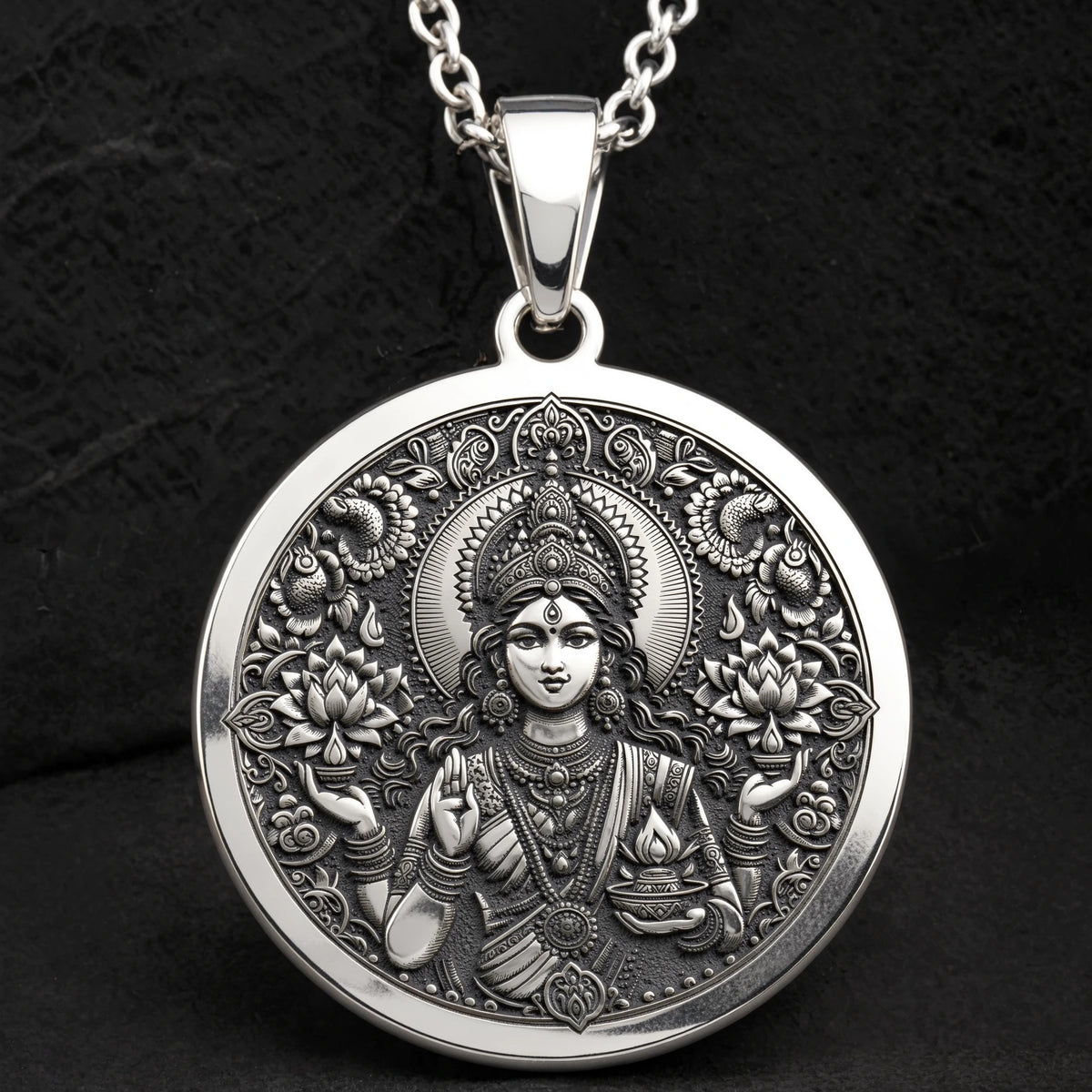 Lakshmi Goddess Divine Feminine Necklace | Silver & Plated Options - Hindu Mythology Protection Talisman - Görsel 13, abundance charm
