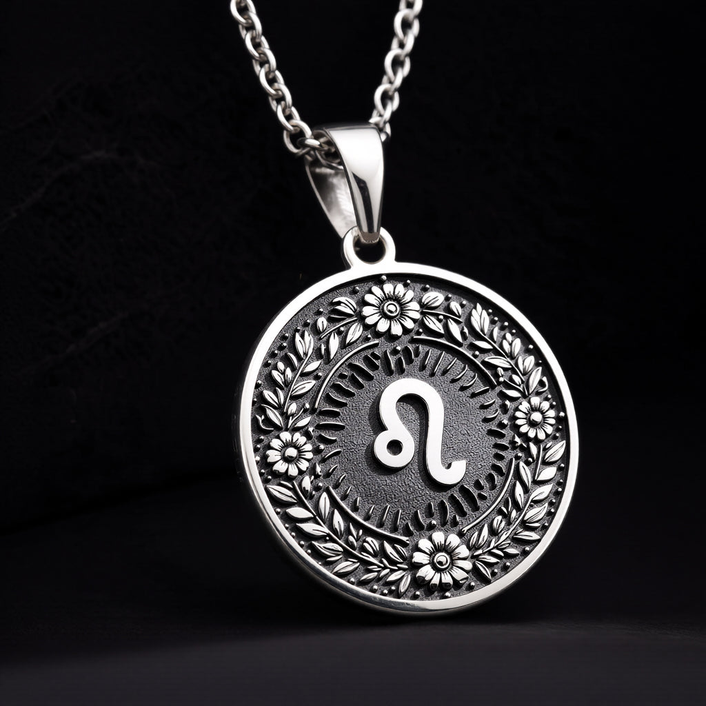 Leo Zodiac Astrological Sign Medallion - 925 Sterling Silver