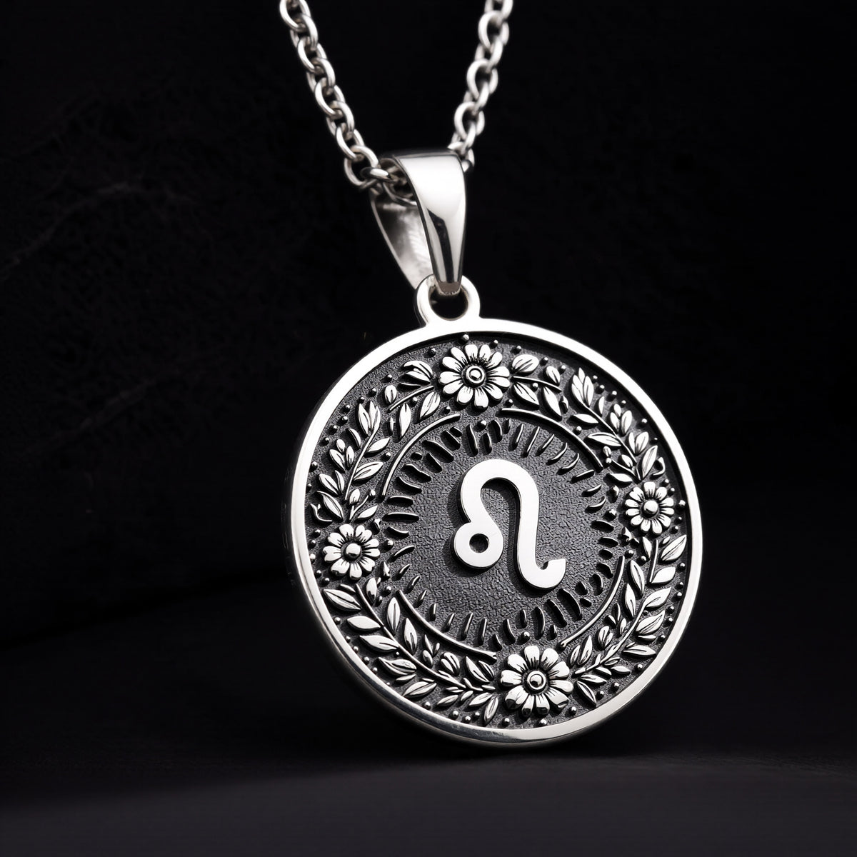 Leo Zodiac Astrological Sign Medallion - 925 Sterling Silver