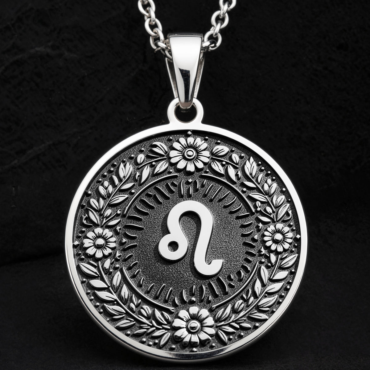 Leo Zodiac Astrological Sign Medallion - 925 Sterling Silver