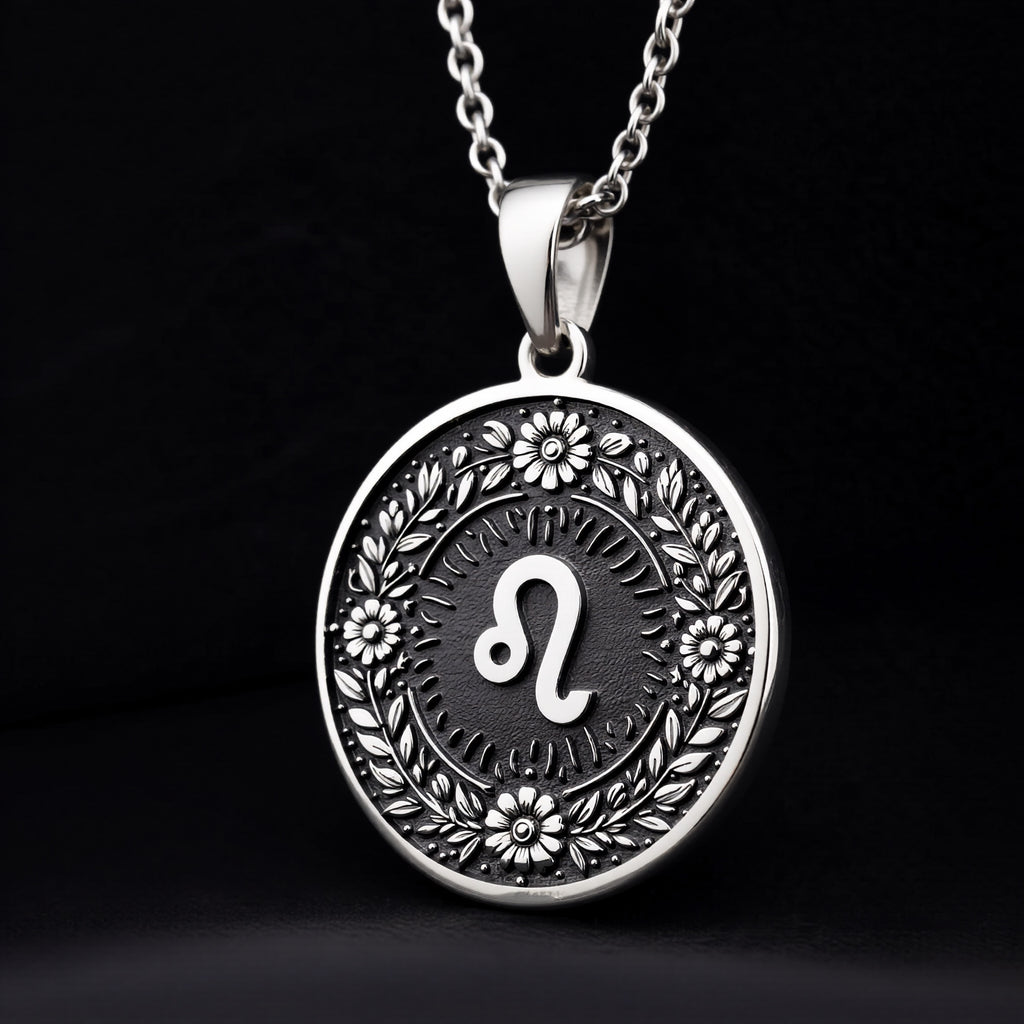 Leo Zodiac Astrological Sign Medallion - 925 Sterling Silver